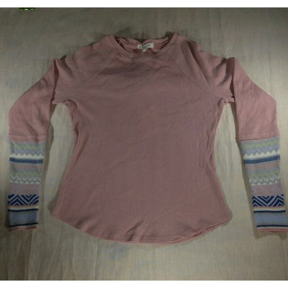 NWT Beach Lounge Lunch Light Pink Waffle Knit With Boho Detail On Sleeve Small